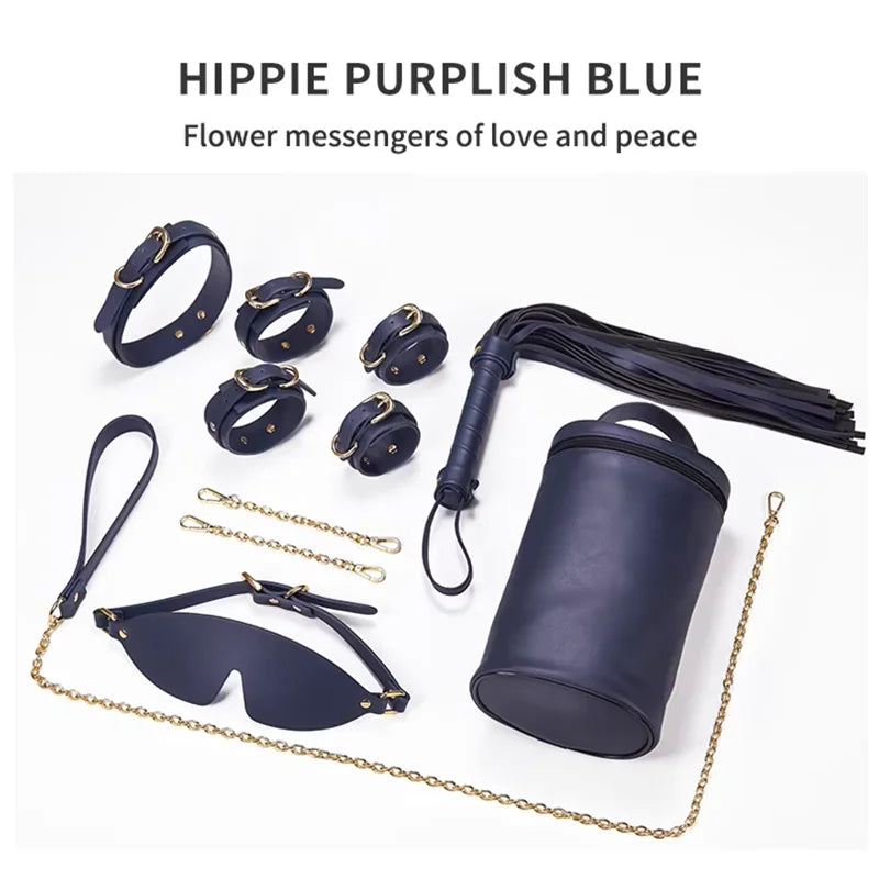 PU Leather Bondage Kit Adult SexToys Kits Erotic Products for Couples Flirting BDSM Bondage Restraints Kit Sex Toys Men Women