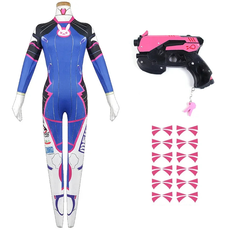 Anime Woman Jumpsuit Tights Dva Cosplay Costume Game Zentai Wig Cosplay Props Headphone Suit D.Va Cos Party Halloween Costumes