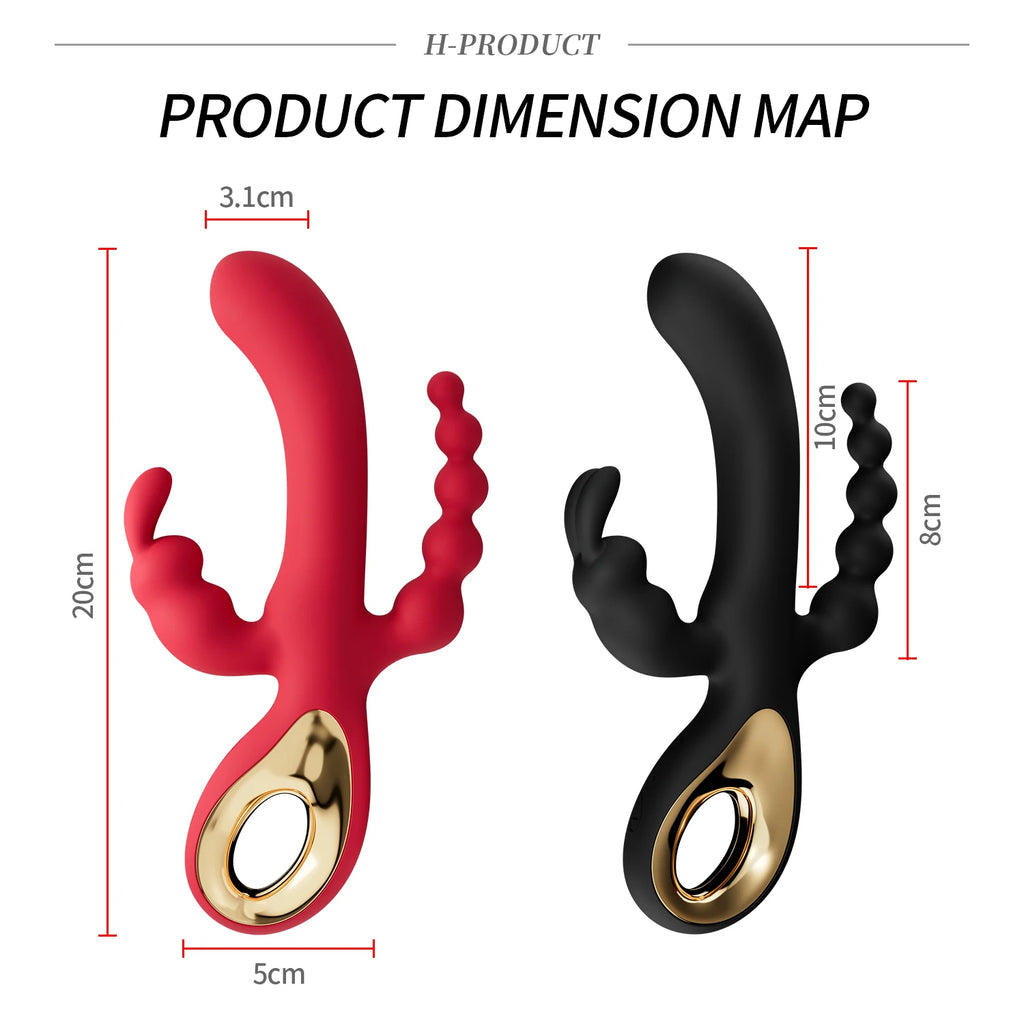 3 In 1 Dildo Rabbit Vibrator for Women G-Spot Orgasm Masturbator Anal Plug Clitoris Stimulator Female Masturbation Sex Toys 18