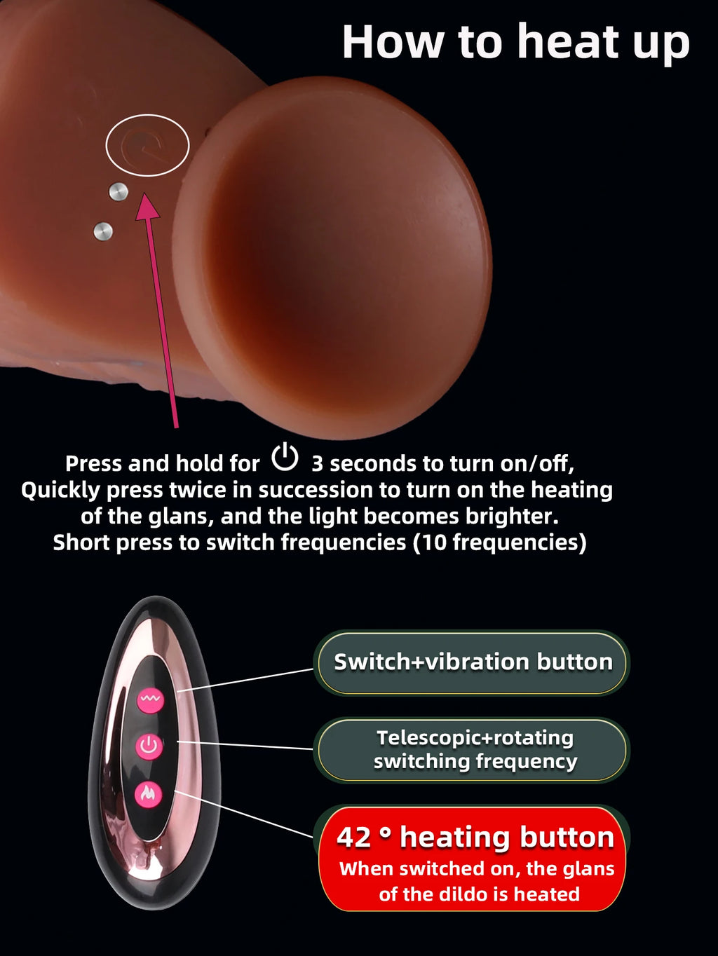 Realistic Dildo Vibrators Penis Vagina Adult Sex Toys Powerful for Women Telescopic Vibrating Heating Vibrator Anal Masturbator