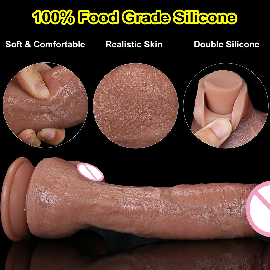 Soft Realistic Skin Feel Penis Big Dildo Double Silicone Suction Cup Thick Dick Anal Men's Women's Gay Sex Toys