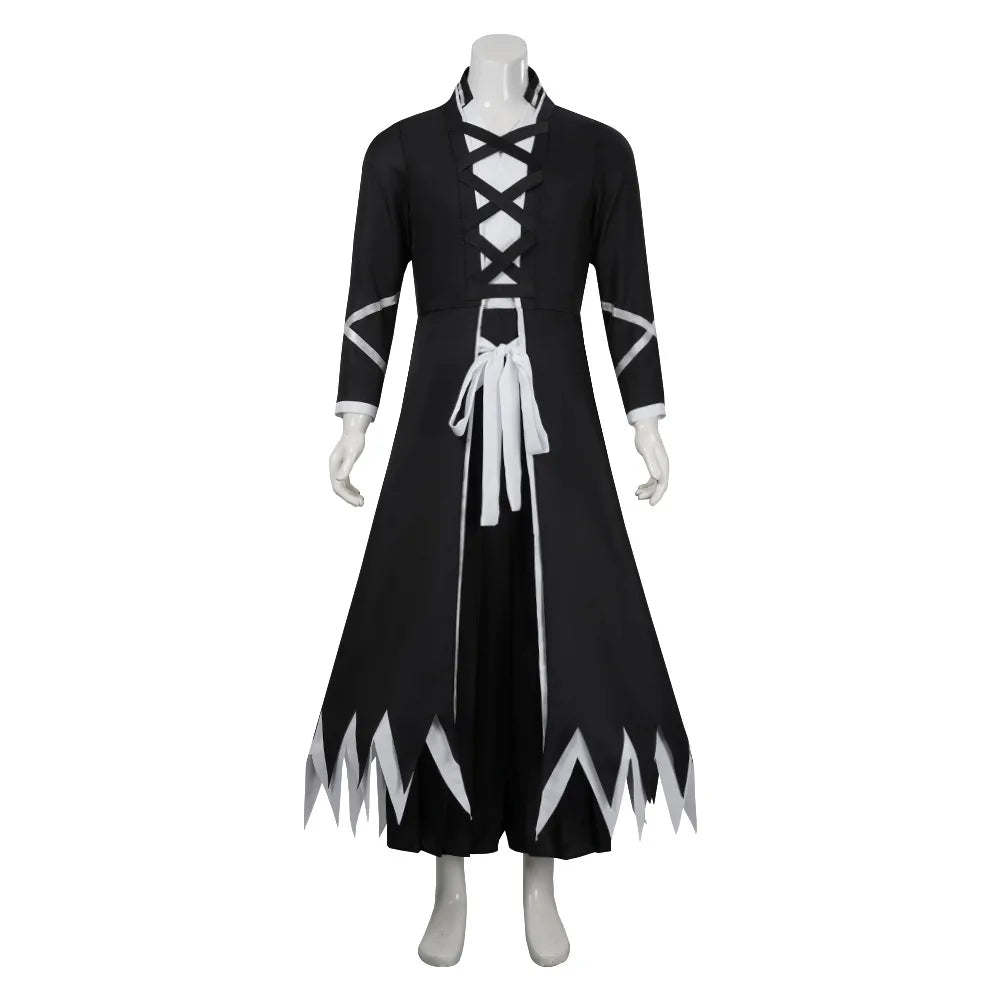 Anime BLEACH Kurosaki Ichigo Cosplay Costume Japanese Manga Cosplay Black and White Outfit Halloween Role Play Uniform for Men