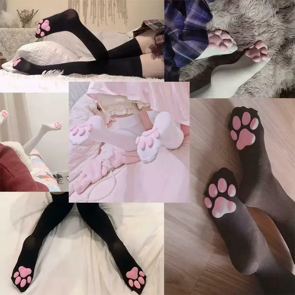 Cat Paw Pad Sock Pink Cute Lolita Thigh High Socks For Adult Children Women Cosplay 3D Kitten Claw Stockings