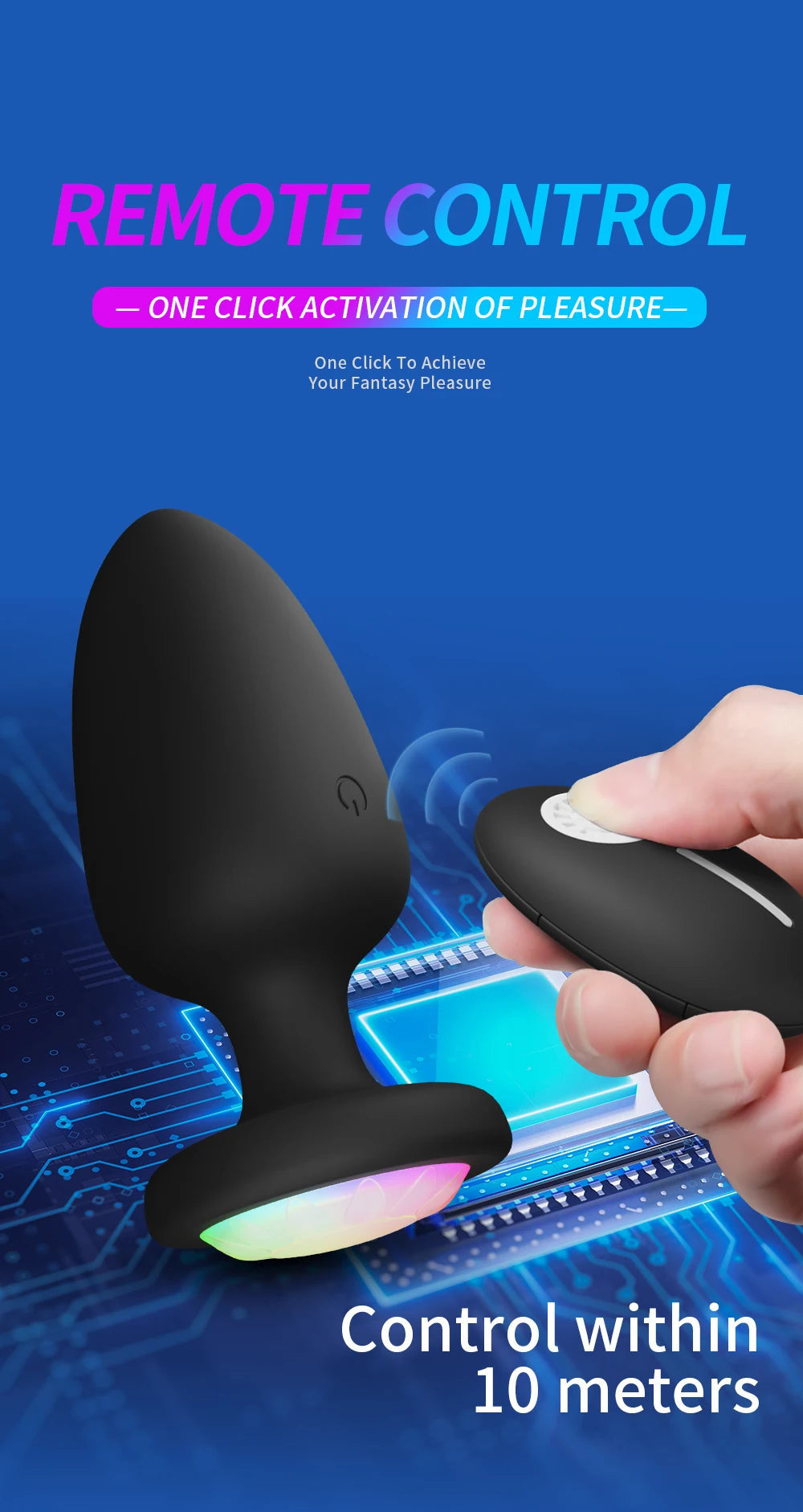 LED Colorful Light Butt Plug for Women Men Anal Plug Vibrator Prostate Massager Adults Sex Toys Wireless Remote Control Buttplug