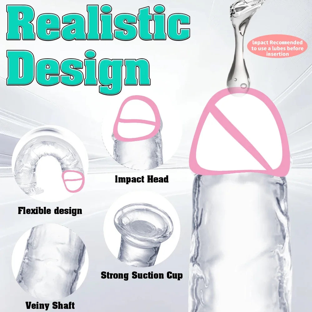 Realistic Jelly Dildo 6 Sizes Erotic Anal Sex Toys for Women Gay Soft Clitoris Vaginal Masturbators Penis Suction Cup Big Dick