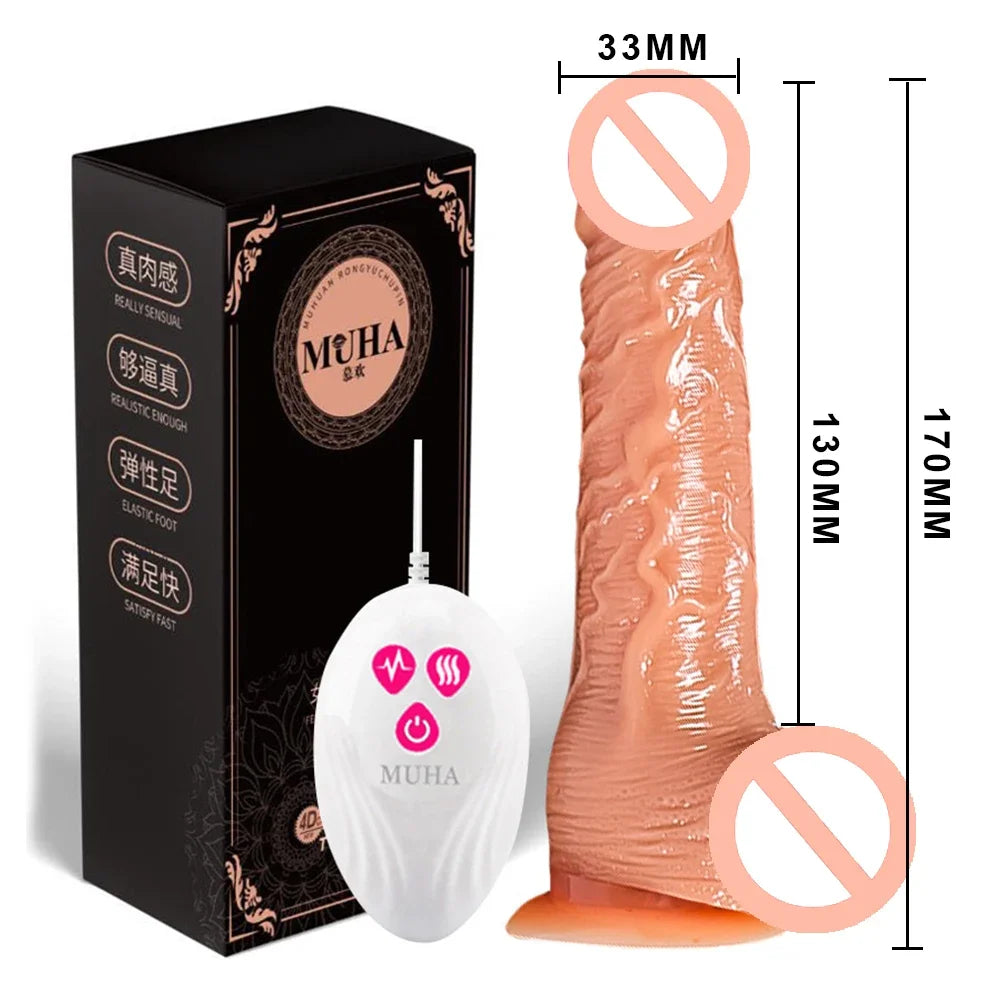 Realistic Dildo Vibrator Big Penis Telescopic Heating Silicone Female Dildos for G Spot Anal Stimulation Vibrators for Women 18