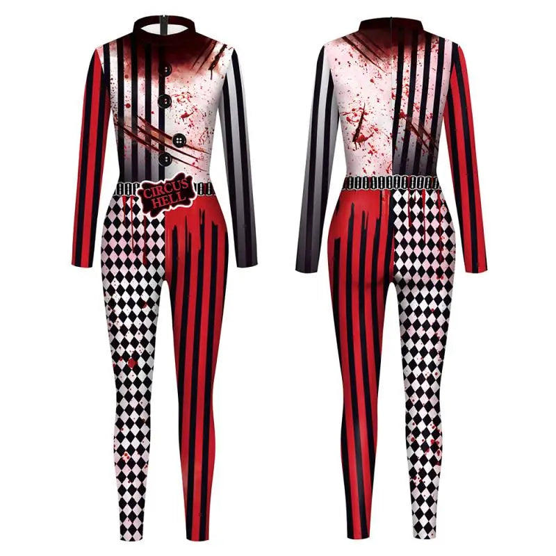 [You're My Secret] Clown Women Cosplay Costume Halloween Dress Up Matching Set Carnival Party Dress Leggings Cool Bodysuit