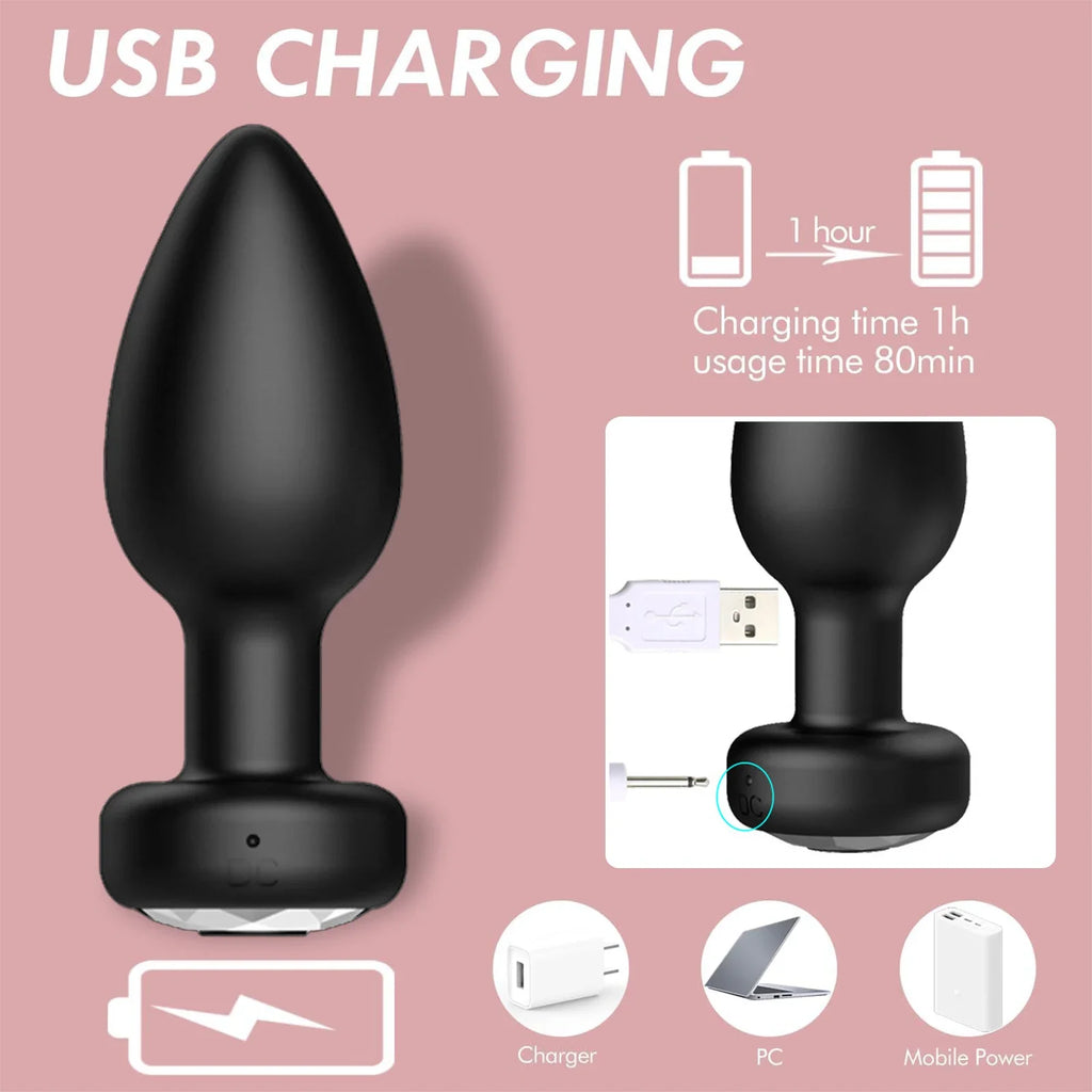 Anal Plug Vibrator for Men Butt Plug Portable Massager Wireless Remote Control Dildo Vibration Sex Toys for Male Adult Toys 18+