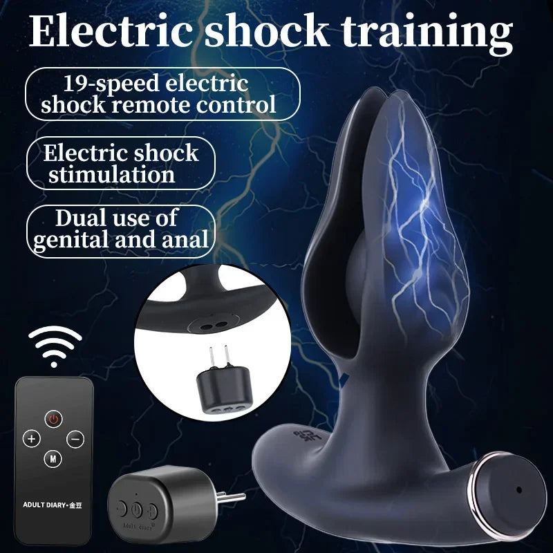 Inflatable Electric Shock Anal Plug Vaginal G Spot Stimulation Anal Docking Insertion Prostate Massage Male Masturbator Sex Toy