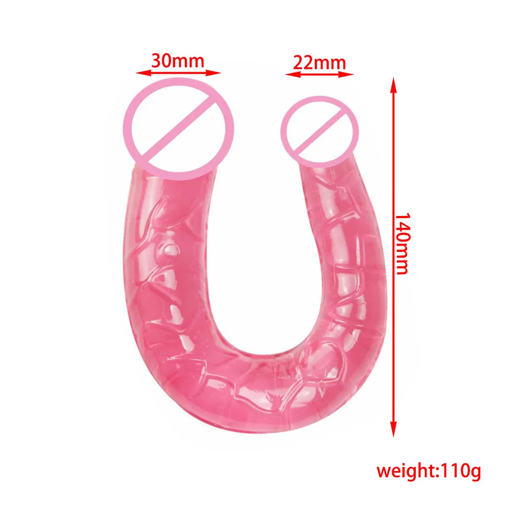 Double Head Dildos Realistic Penis Dildo Flexible Soft Crystal Jelly Dildo Sex Toys for Woman Big Penis G-spot Anal Stimulator