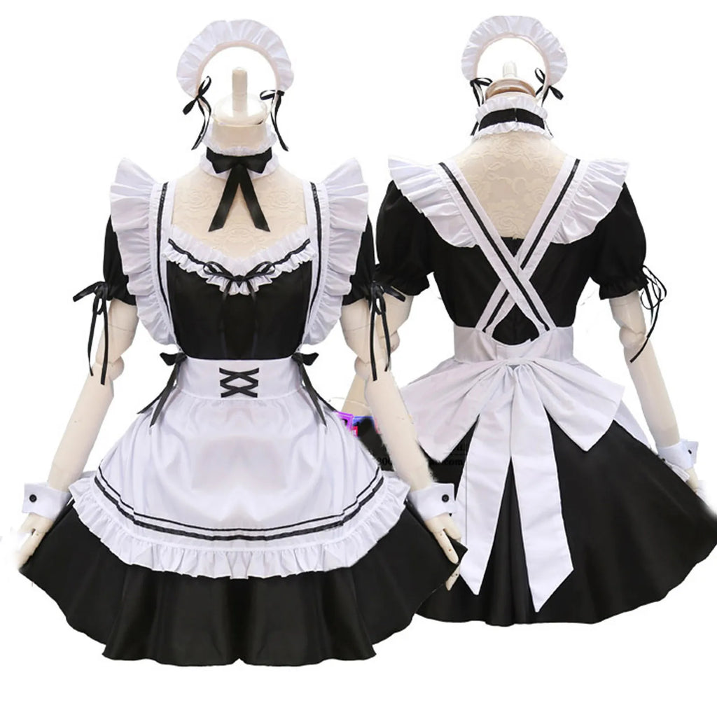 Black Pink Lolita Maid Costumes Cute Girls Women Lovely Maid Cosplay Costume Animation Show Japanese Outfit Dress Clothes S-5XL