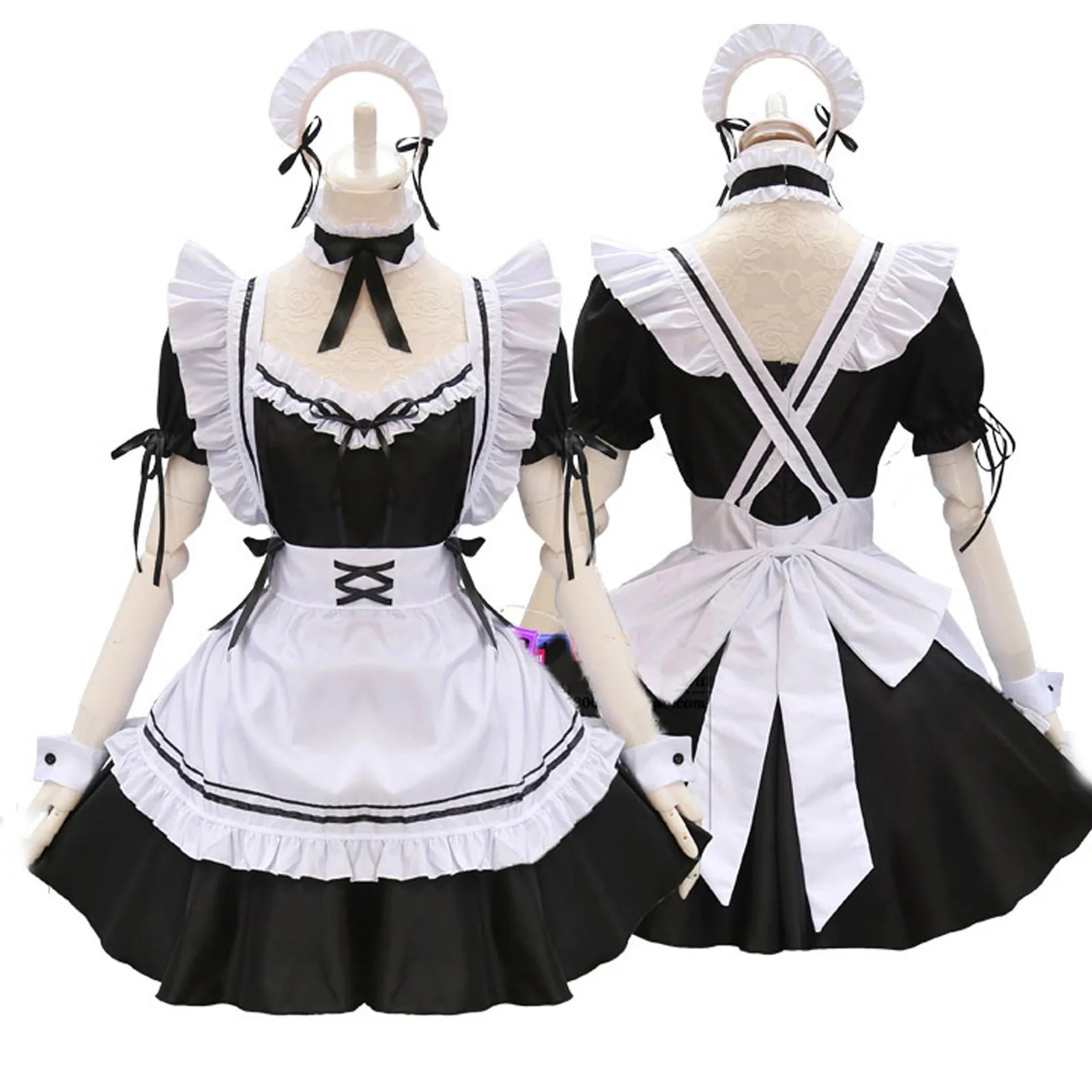 Black Pink Lolita Maid Costumes Cute Girls Women Lovely Maid Cosplay Costume Animation Show Japanese Outfit Dress Clothes S-5XL
