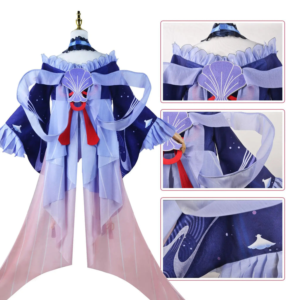 Sangonomiya Kokomi Cosplay Costume Pearl of Wisdom Kokomi Outfit Dress Wig Full Set Comic Con