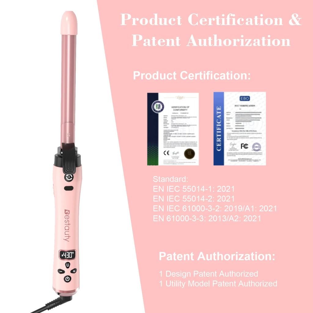 Curling Iron Wand Set Hair Curler Ceramic With Interchangeable Ceramic Barrel & Hair Clip & Heat Protective Glove