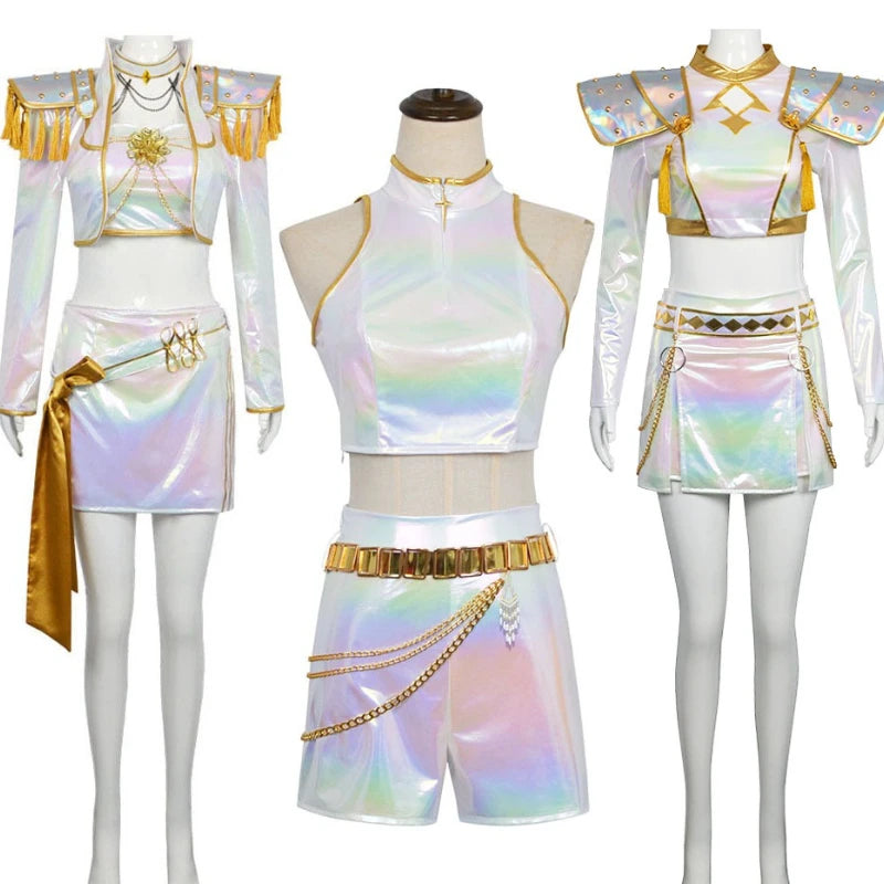 New Movie K-Pop Demon Hunters Cosplay Costume Rumi Zoey Mira White Set Adults Kids Halloween Party Props Stage Show Accessories