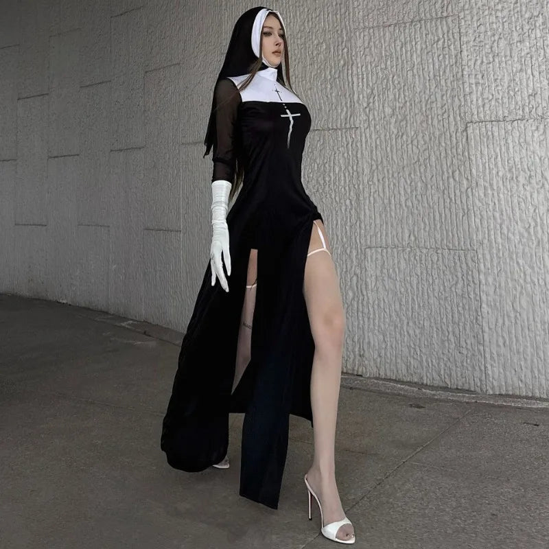 Cute Women Anime Nun Costume Cosplay Shows Outfit Sexy Ladies Halloween Performance Fancy Dress Up Sister Cos Uniform