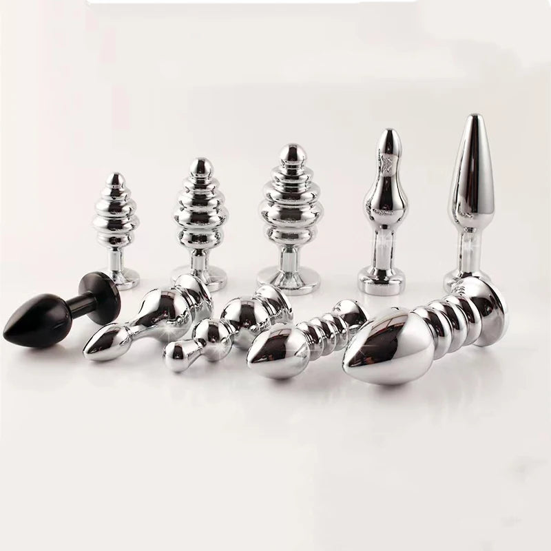 Adult Metal Anal Dilator Butt Plug with Fetish Tail Fit Stopper for Women Men Fun Games Anal Training Sex Toys Erotic Shop