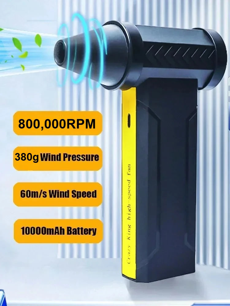 800000 RPM Brushless 10000mAh Motor Electric Turbo Jet Fan High-Speed Turbo Violent Fan Rechargeable Powerful Dust Blower