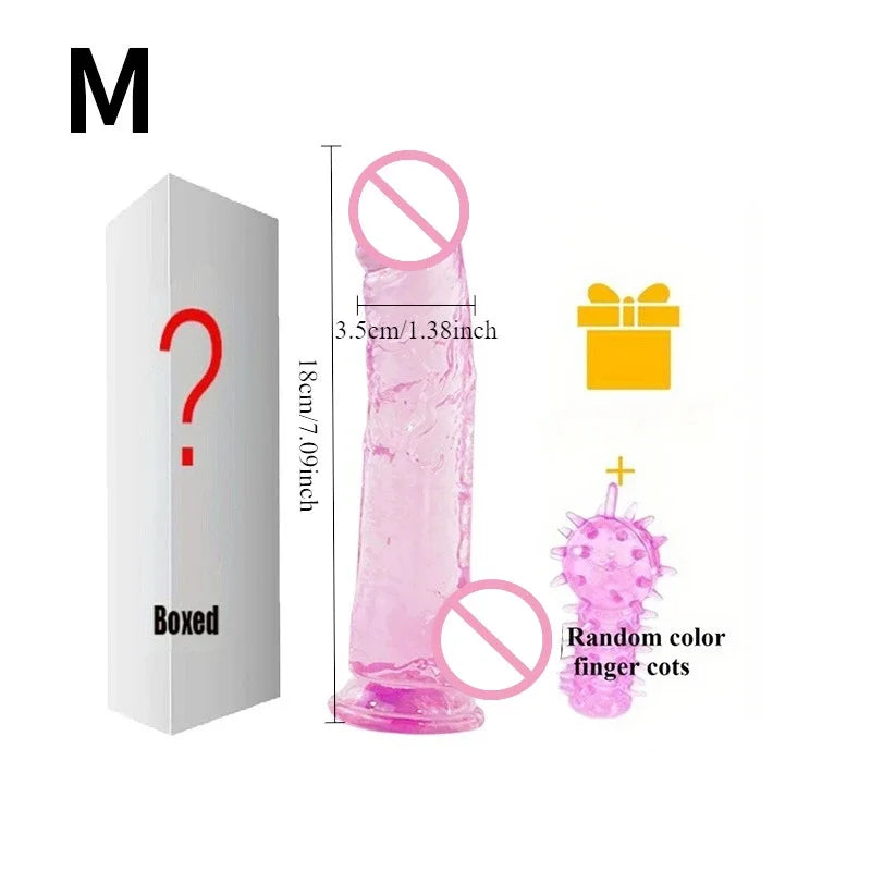 Realistic Transparent Jelly Dildos G-Spot Masturbation Sex Toy for Women Masturbator Vagina Wiht Strong Cup Ddildo Penis Adult18