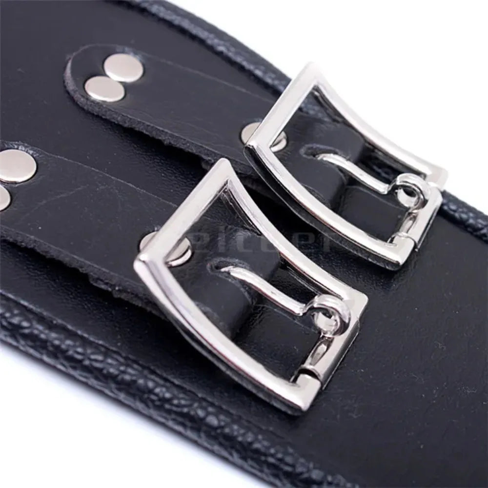 Erotic Black Soft Sponge Padded Inside Leather Chastity Posture Neck Collar For Bdsm Choker Bondage Couples Harness Sex Products