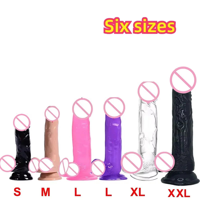 Realistic Transparent Jelly Dildos G-Spot Masturbation Sex Toy for Women Masturbator Vagina Wiht Strong Cup Ddildo Penis Adult18