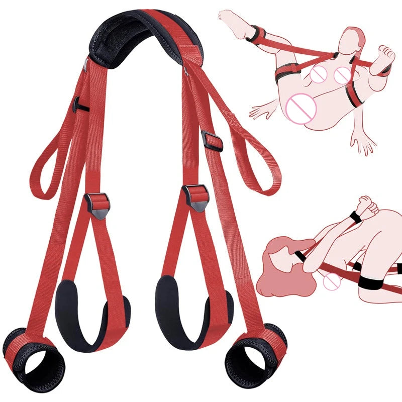 Bdsm Bondage Gear Set Restraint Erotica Binding Sex Forced Split Leg Straps Neck Wrist SM Sex Toys for Woman Couples Product