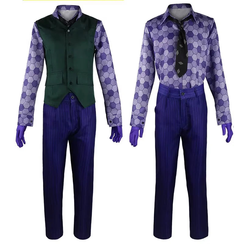 The Joker Cosplay Costume Clown full set Coat Shirt Vest Tie Suit Outfits Joker Full Set for Men Halloween Costumes