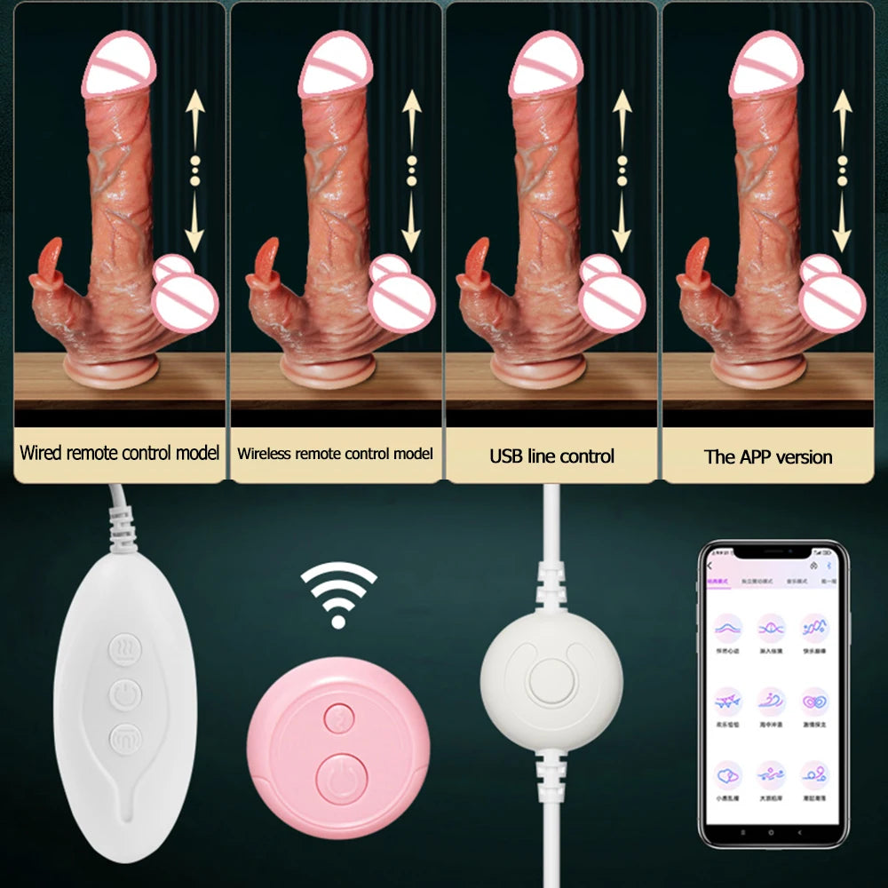 Remote Control Telescopic Rotation Realistic Dildo Vibrator Adult Sex Toys for Woman Big Penis Dick Vagina Female Masturbation