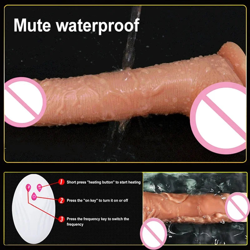 Realistic Dildo Vibrator Big Penis Telescopic Heating Silicone Female Dildos for G Spot Anal Stimulation Vibrators for Women 18