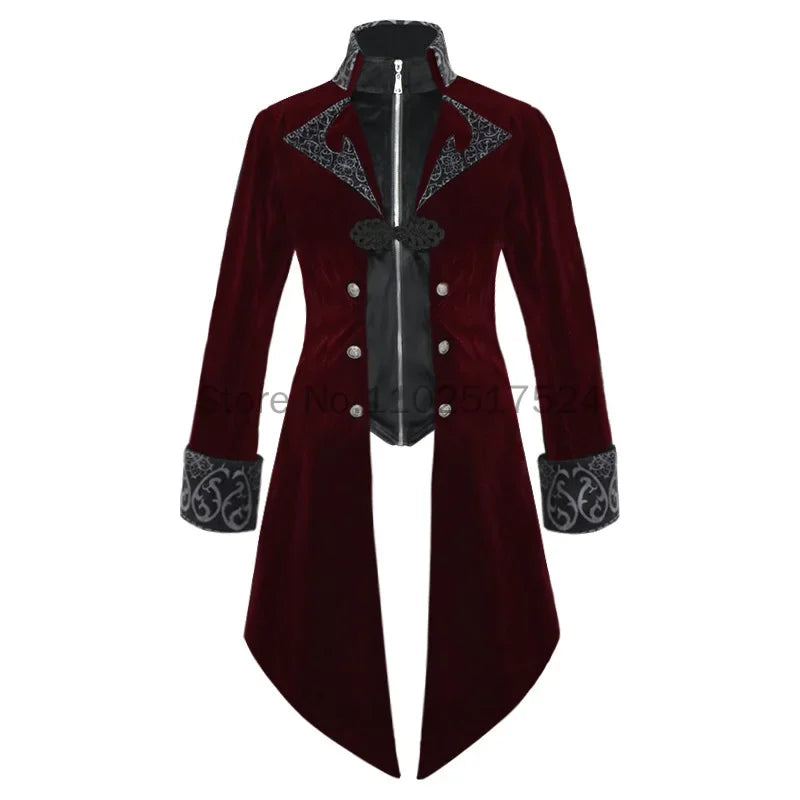 2025 Steampunk Women Men Medieval Dress costume Velet Stand Collar Tailcoat Gothic Vampire Cosplay Jacket Coats S-5XL