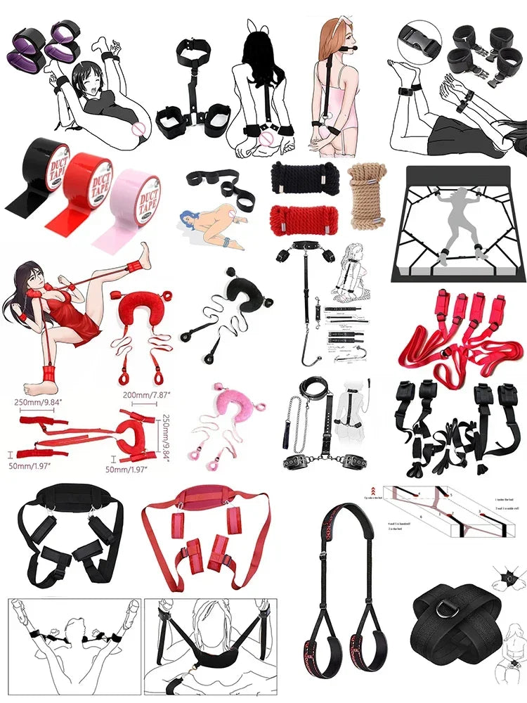 BDSM Bondage Gear Kit Erotic Sex Toys Adult Gmaes Bandage Obedience Slave And Master Couple Role Play Exotic Accessories Sexshop