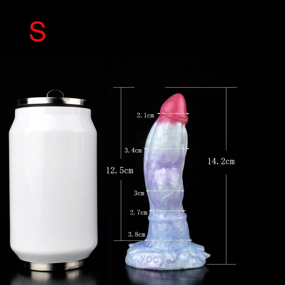 FAAK Luminous Dragon Dildo With Suction Cup Knot Dog Penis Size S M L Female Masturbator Glowing In Dark Silicone Sex Toys