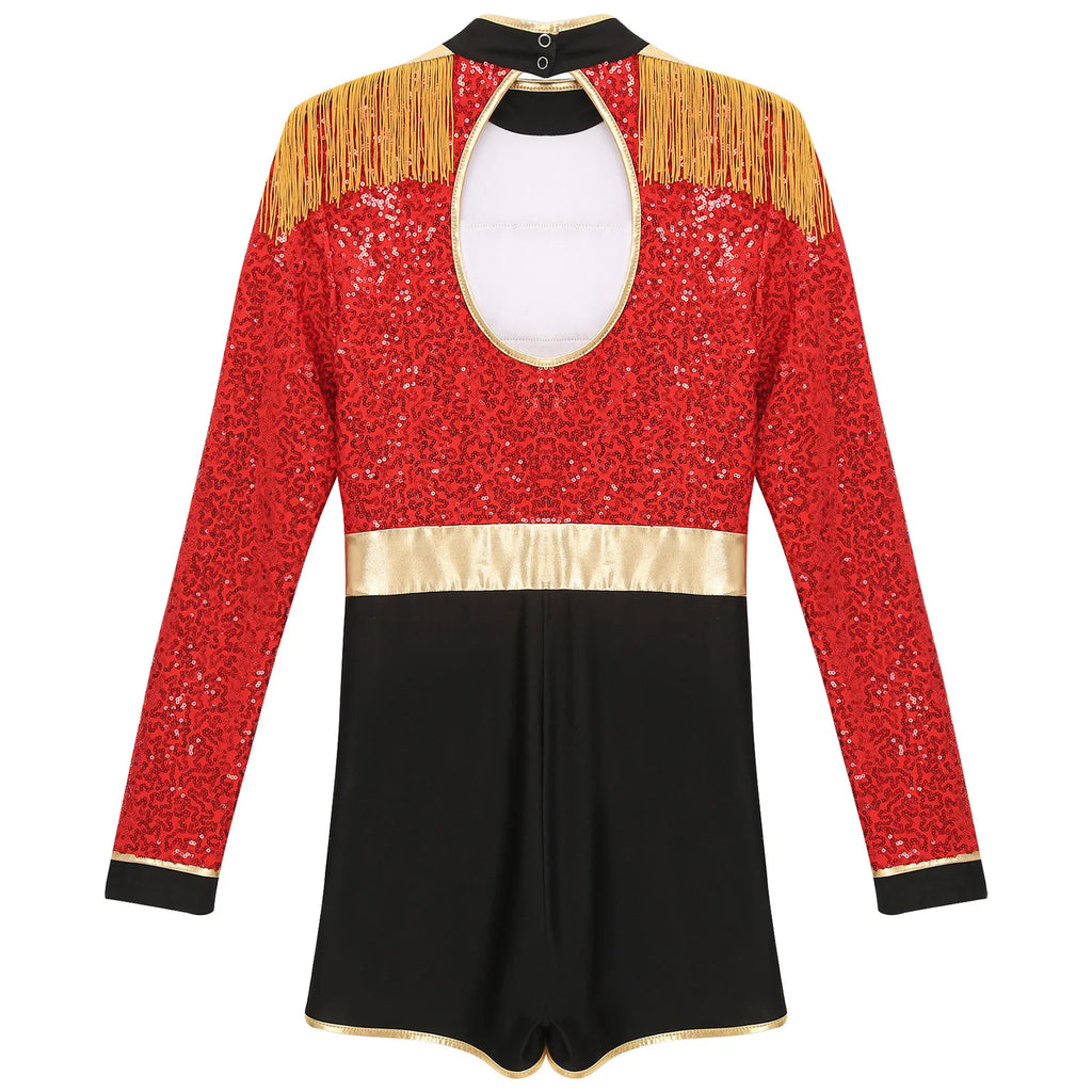 Womens Circus Ringmaster Halloween Cosplay Costume Glitter Lion Tamer Director Uniform Circus Majorette Carnival Clown Clothings