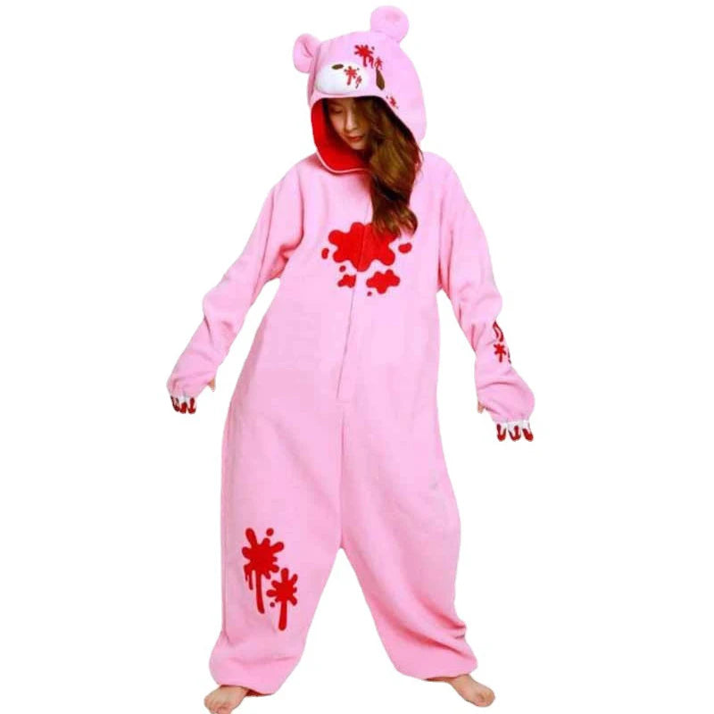 New Black Pink Gloomy Blood Bear Cosplay Costume Fleece Animal Onesies Pajamas Adult Cosplay Costume Pyjamas Sleepwear Wholesale