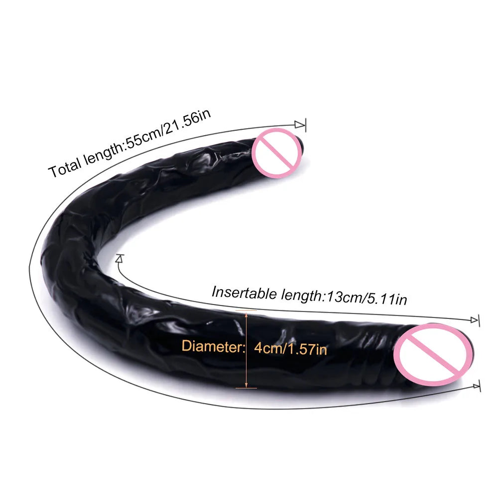 Double Dildo super long 21.5 Inch Flexible Soft penis Vagina and Anal Women Gay Lesbian Double Ended Dong Sex Toy