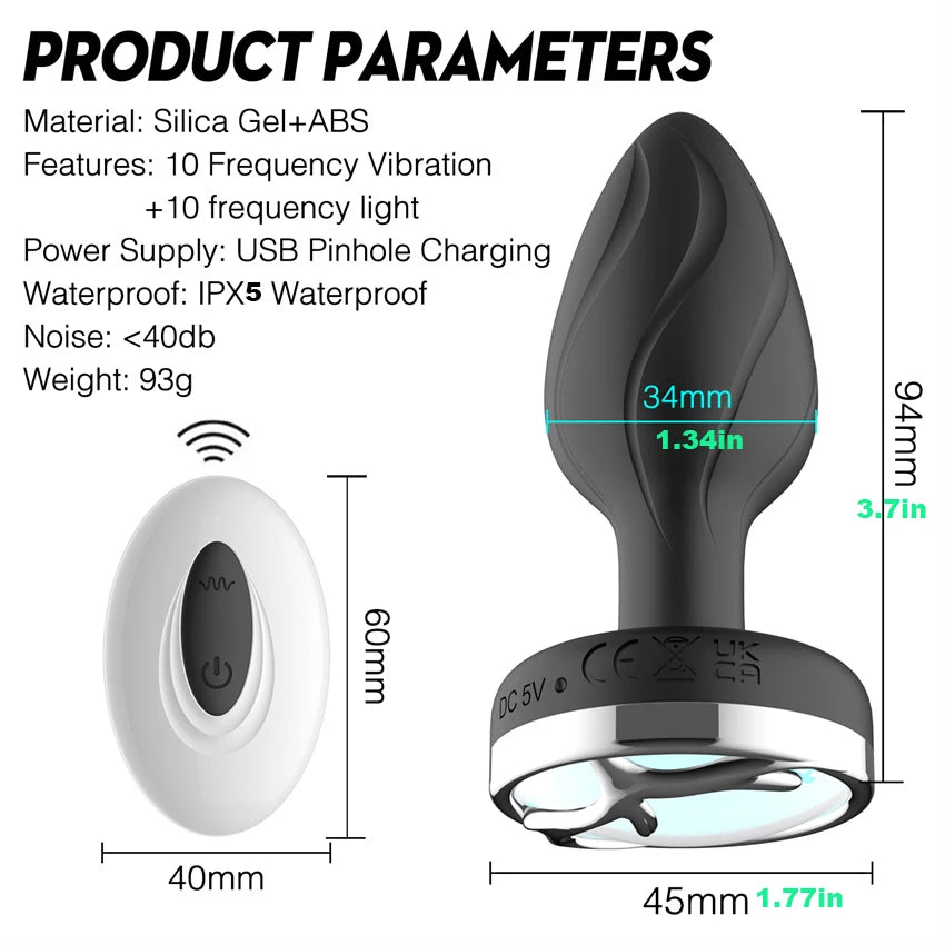 Led Anal Vibrator Plug For Women Men Wireless Remote Sex Toys Male Prostate Massage Vagina Vibrator Anus Butt Plug Adults Goods