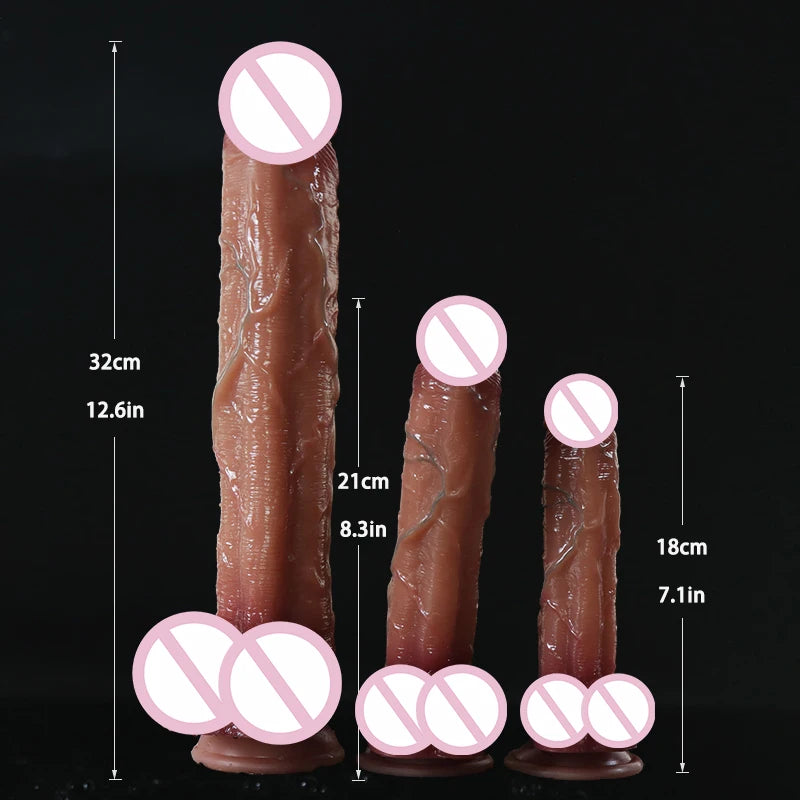 Realistic Silicone Big Dildos Fake Long Dick Penis Soft Double Layer Butt Plug Adult Sex Toys For Woman Men Vagina Anal Massage