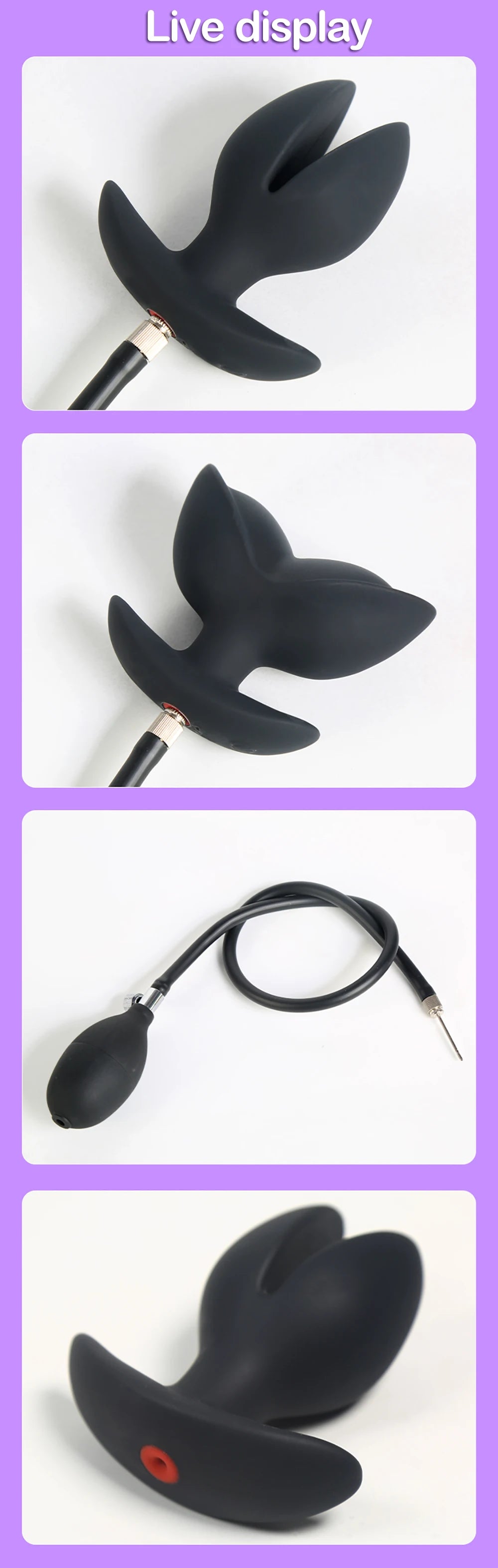 Inflatable Anal Plug Flower-Shape Detachable Women Butt Plug for Outdoor Wear, Anus Dilator Expander, Prostate Massager for Men