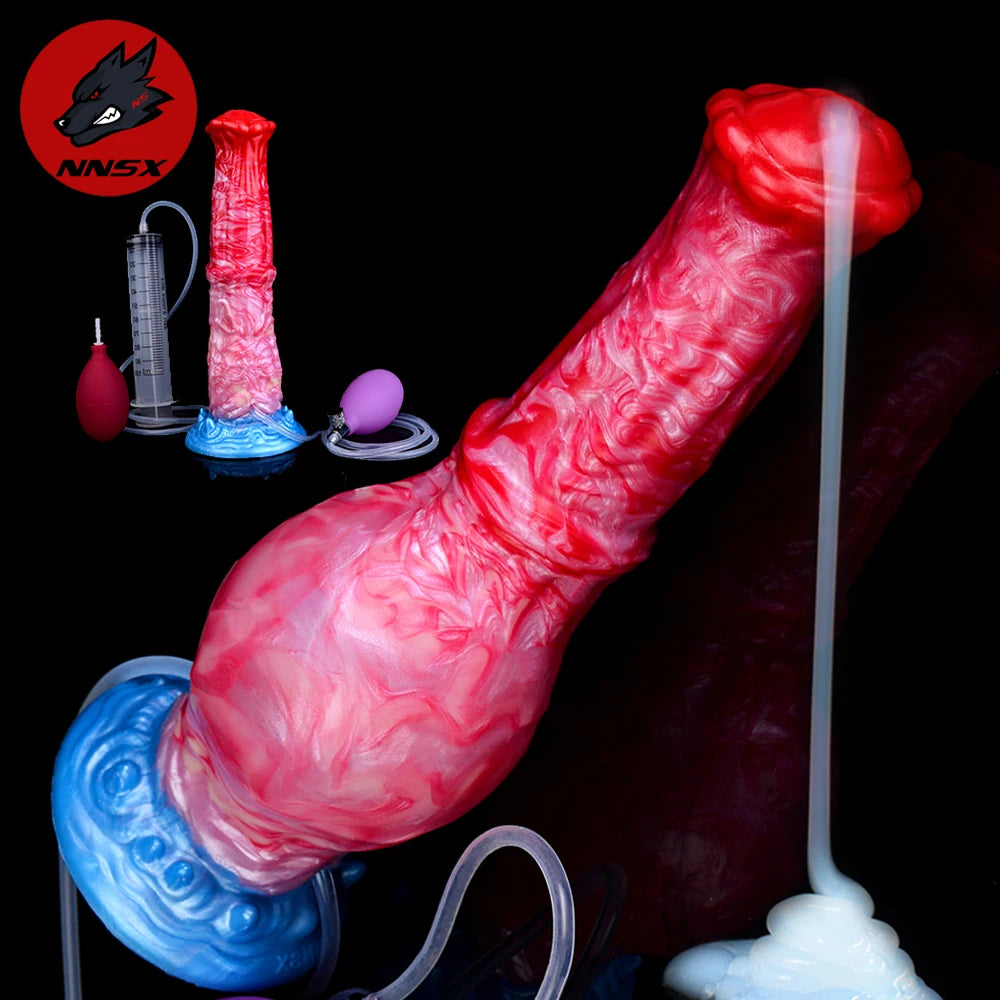 NNSX Long Horse Inflatable Squirting Anal Plug Strong Sucker for Women Masturbator Female Vagina Massage Butt Plug Sex Product