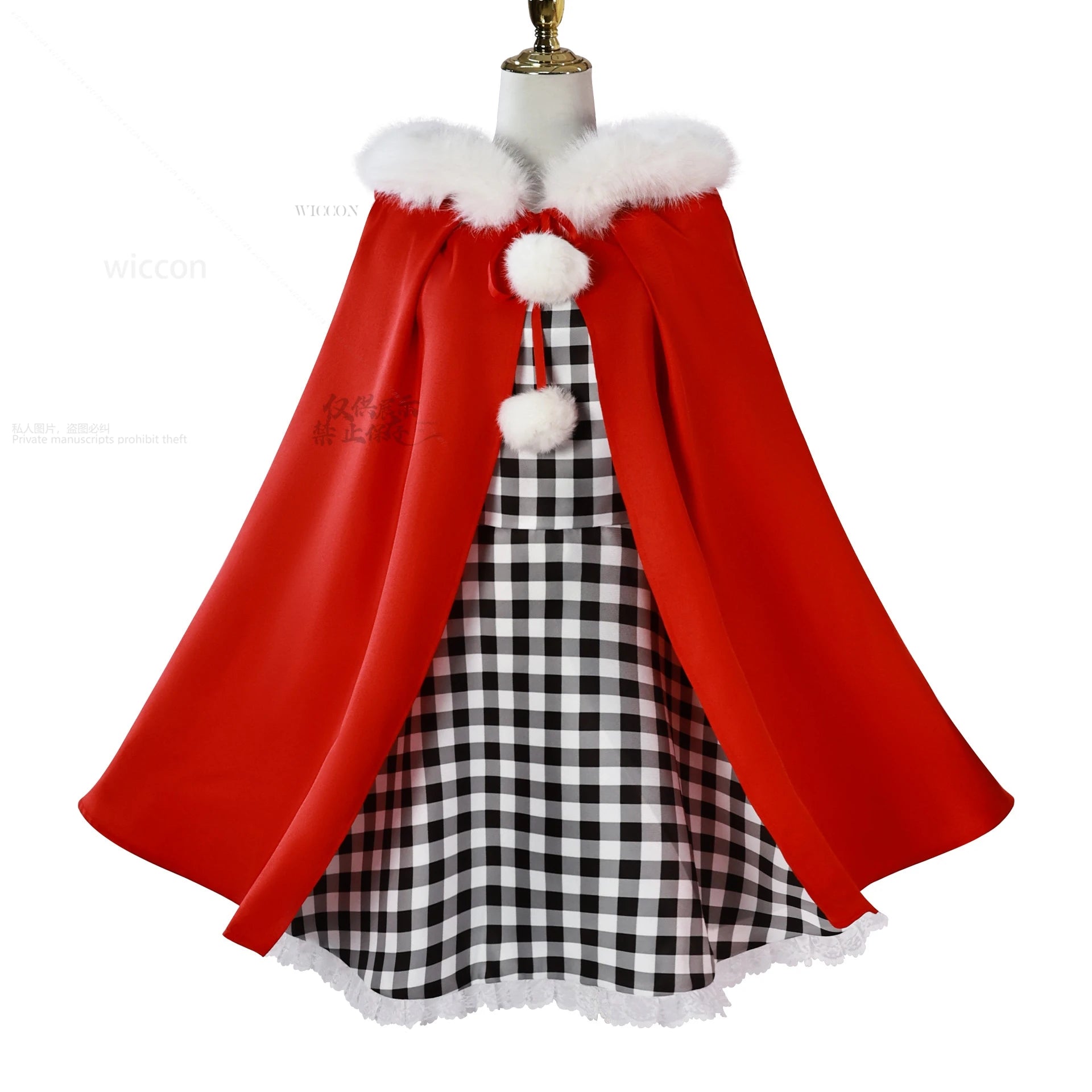 Anime Cindy Lou Cosplay Costume Cindy Plaid Dress Red Cloak Outfit Blond Wig Women Kids Halloween Suit Christmas Gift Customized
