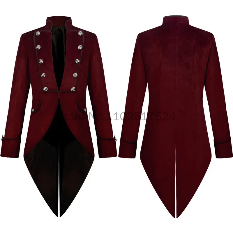 2025 Steampunk Women Men Medieval Dress costume Velet Stand Collar Tailcoat Gothic Vampire Cosplay Jacket Coats S-5XL