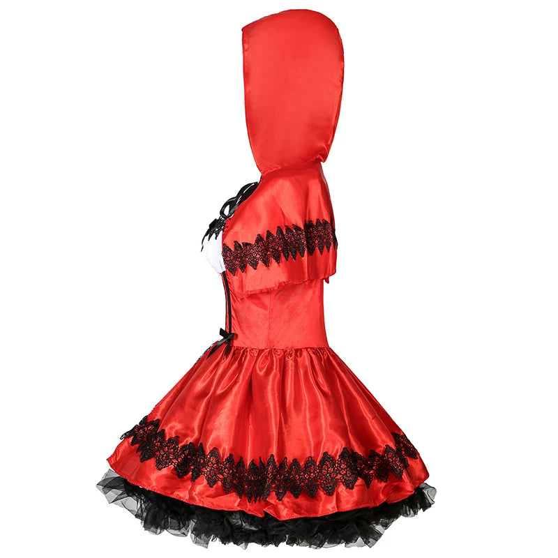 Women Little Red Riding Hood Cosplay Costumes for Halloween Party Fairy Tales Drama Show Role Playing Dress Up Outfit
