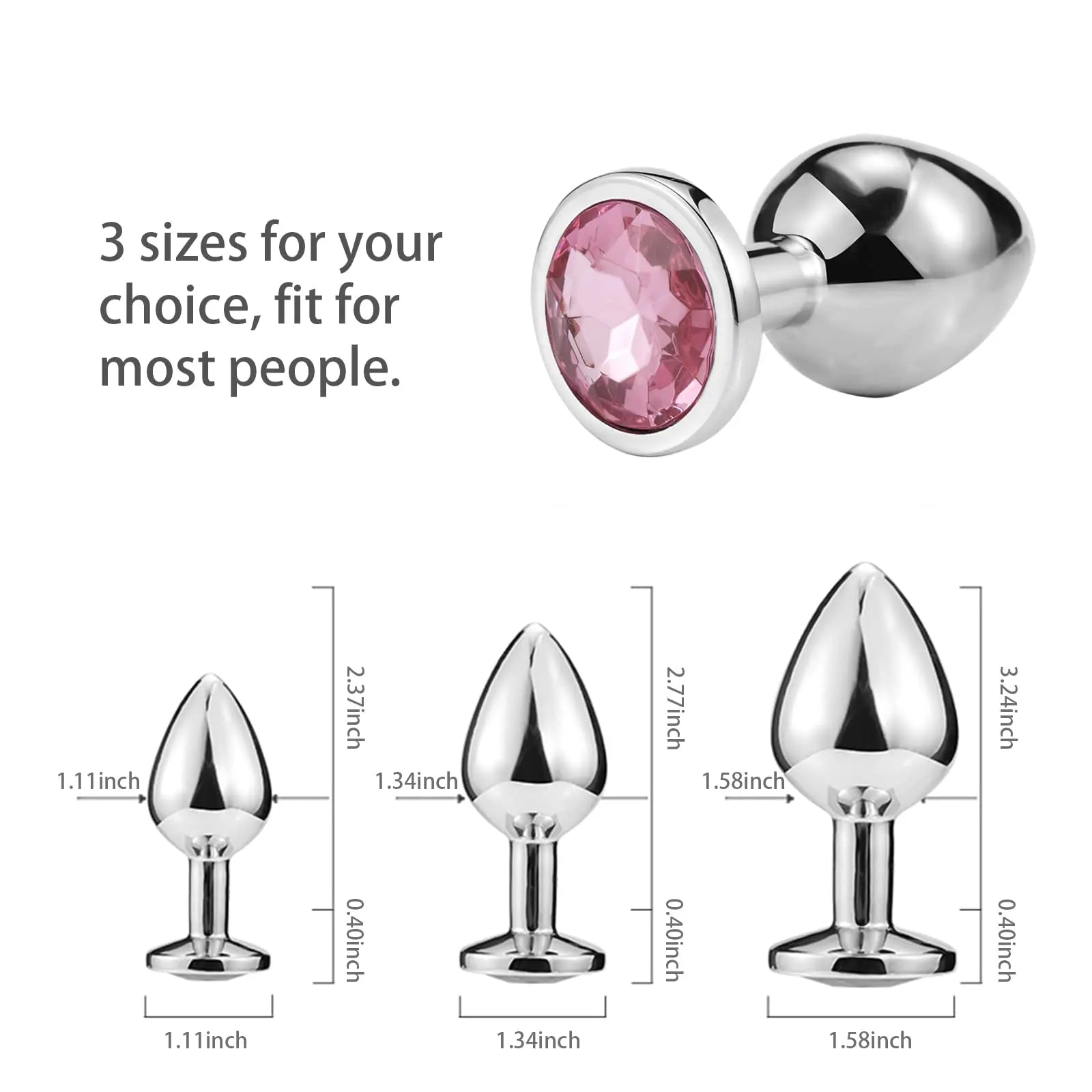 Anal Plugs Men Women Heart 3 Sizes Stainless Steel Crystal Removable Butt Plug Stimulator Anal Sex Toys Prostate Massager Dildo