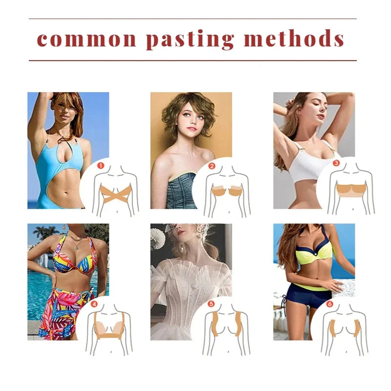 Women Lingerie Accessories Wide Boob Tape Bras Push Up Breast Lift Self Adhesive Invisible Strapless Bra Nipple Stickers Covers
