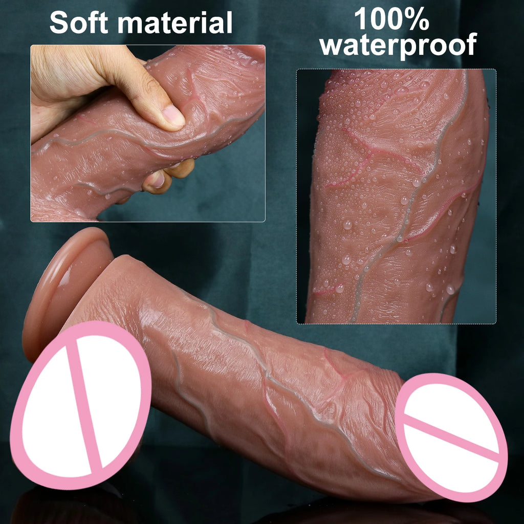 Super Realistic Soft Thick Dildo Double Silicone Big Penis Masturbators Cock Gay Anal Sex Toys for Man Woman Suction Cup Dick