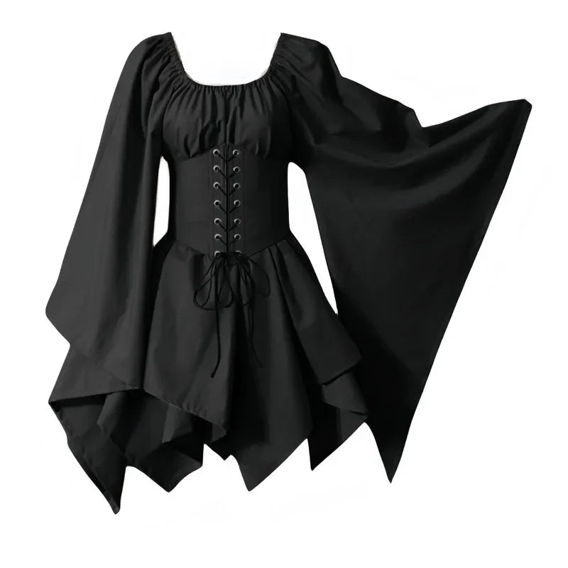 Medieval Costume Women Renaissance Medieval Dress Fairy Elf Traditional Irish Viking Costume Elf Ear for Halloween Party