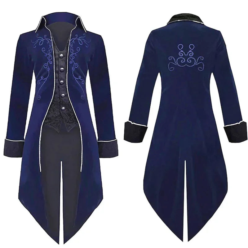 2025 Steampunk Women Men Medieval Dress costume Velet Stand Collar Tailcoat Gothic Vampire Cosplay Jacket Coats S-5XL