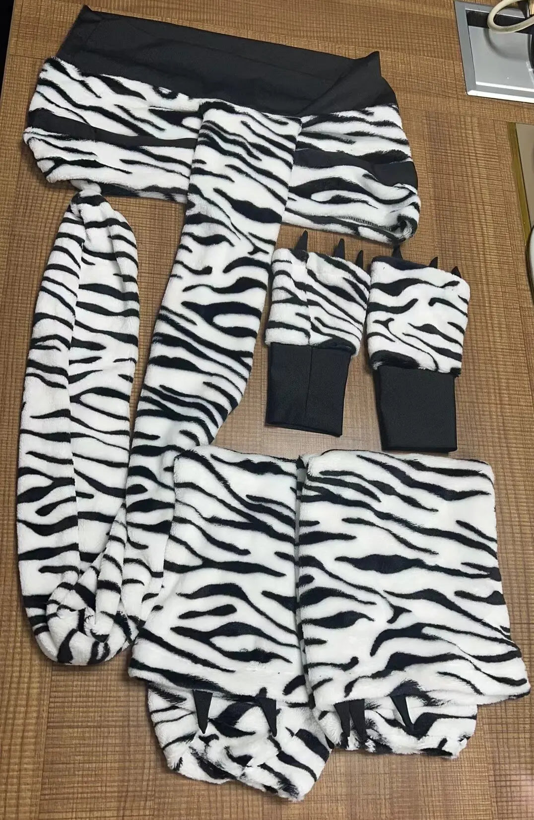 Women Sexy Striped Plush Leopard Animal Costume Shawl Tiger Game Cosplay Clothing Halloween Party Dress