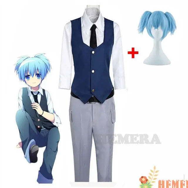 Anime Assassination Classroom Shiota Nagisa Cosplay Costumes Wig Tie Vest Halloween Christmas Party Uniform Unisex Daily Leisure