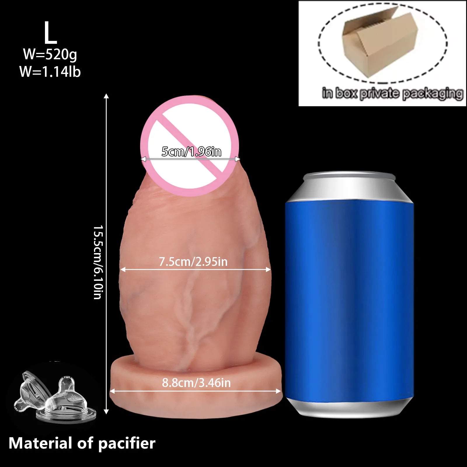 New 4.1'' Diameter Huge Thick Anal Dildo, 8.6 Inch Huge Silicone Girth Dildo Butt Plugs with Strong Suction Cup & No Balls성인용